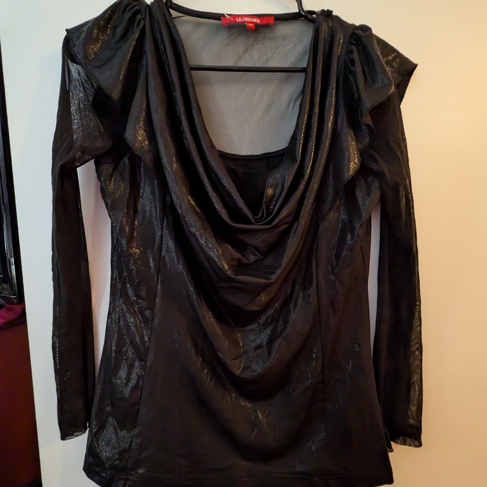 Le Grenier Black Mesh Top